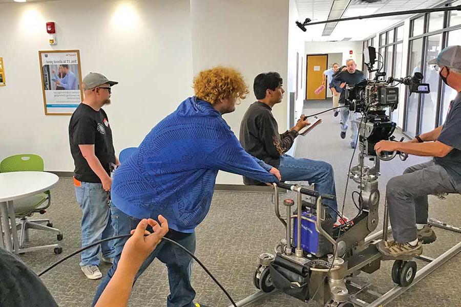 SJC Film students filming on campus